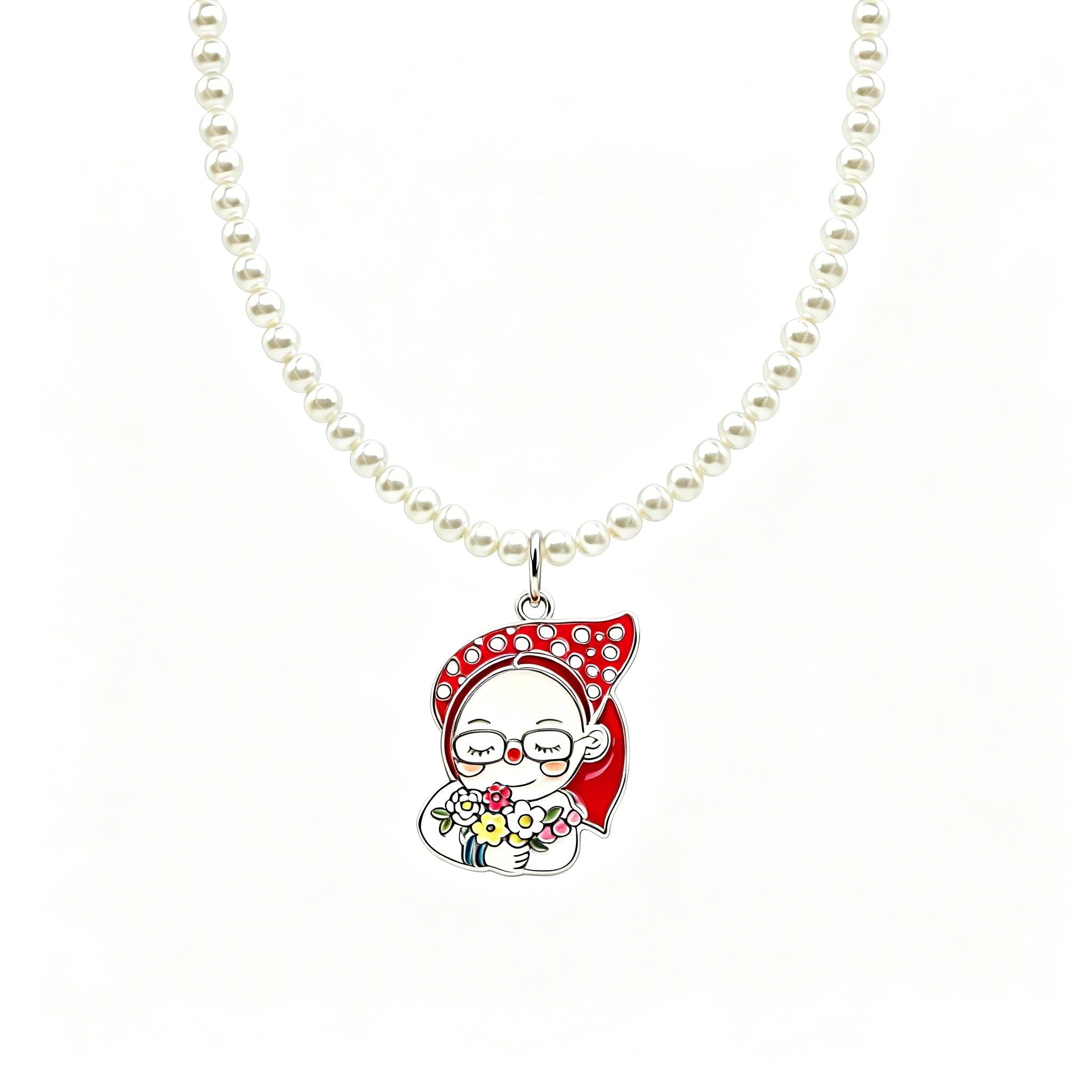 Child's Drawing Custom Enamel Pendant – Pearl Necklace