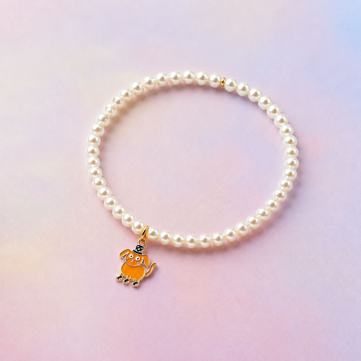 Child's Drawing Custom Enamel Charm – Pearl Bracelet