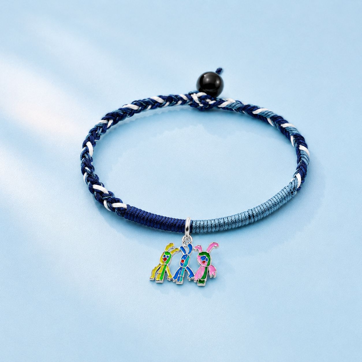Child's Drawing Custom Enamel Charm – Nylon Braided Bracelet